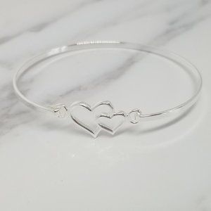 Sterling Silver Cuff Bangle Bracelet-Hook Closure